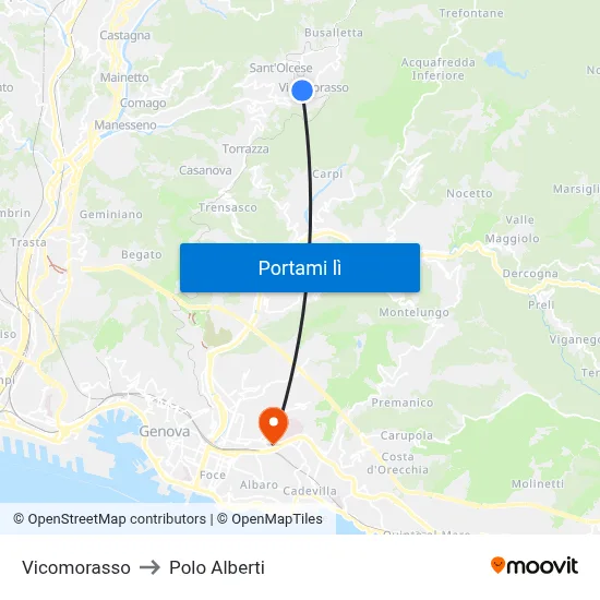 Vicomorasso to Polo Alberti map