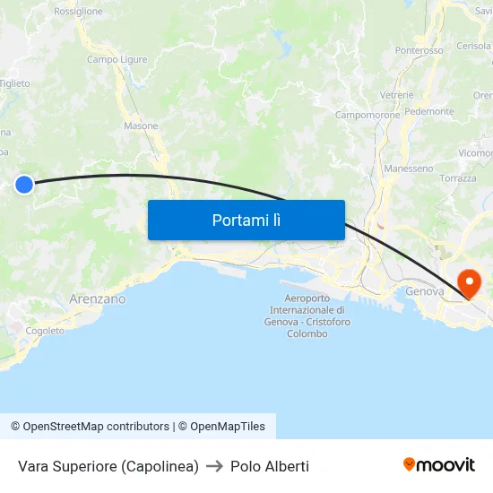 Vara Superiore (Capolinea) to Polo Alberti map