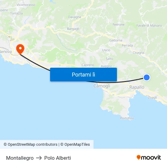 Montallegro to Polo Alberti map