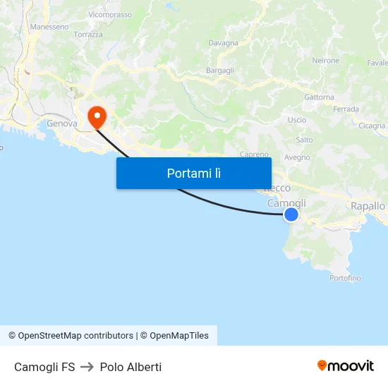 Camogli FS to Polo Alberti map
