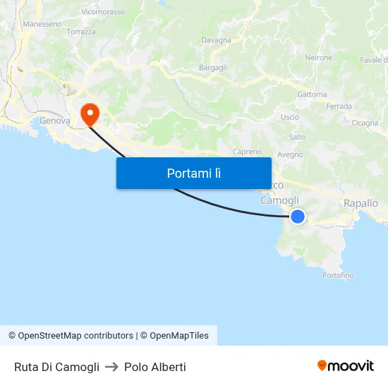 Ruta Di Camogli to Polo Alberti map