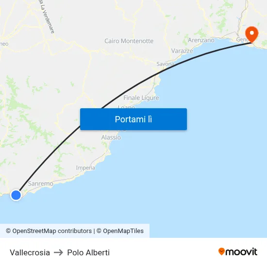 Vallecrosia to Polo Alberti map