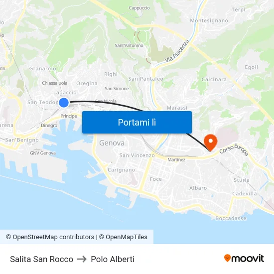 Salita San Rocco to Polo Alberti map
