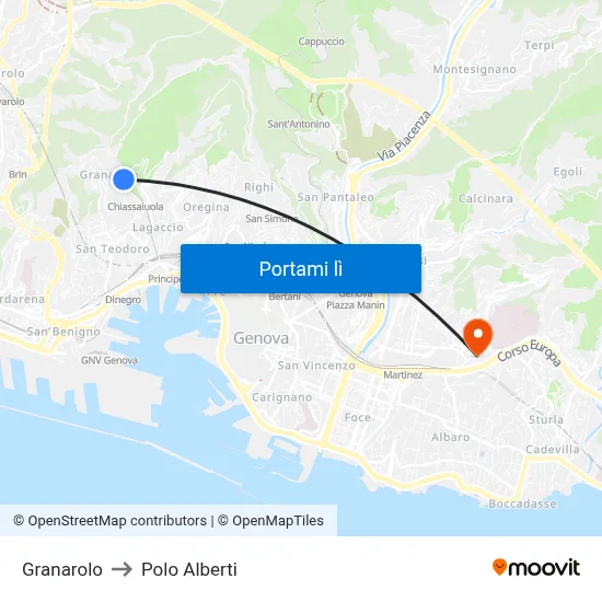 Granarolo to Polo Alberti map