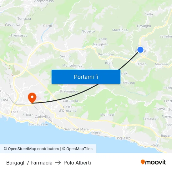 Bargagli / Farmacia to Polo Alberti map