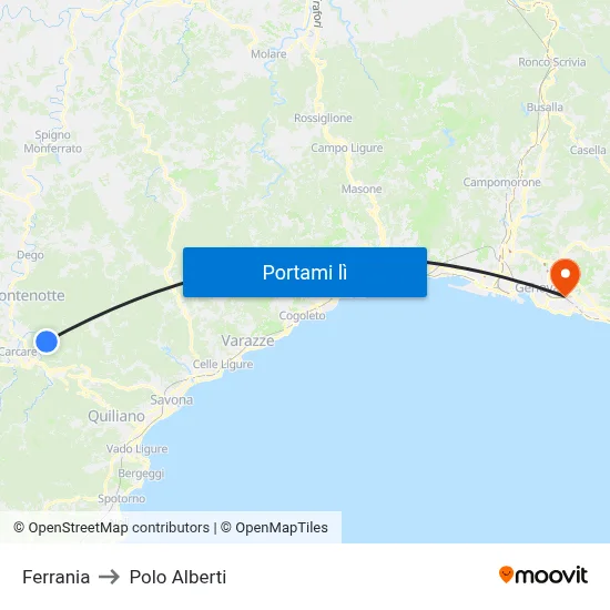 Ferrania to Polo Alberti map