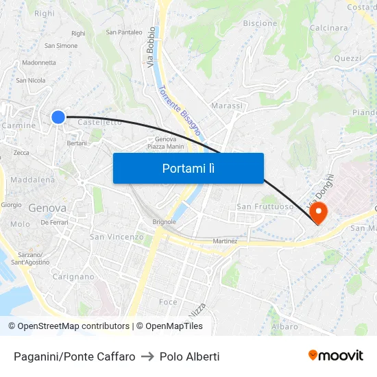 Paganini/Ponte Caffaro to Polo Alberti map