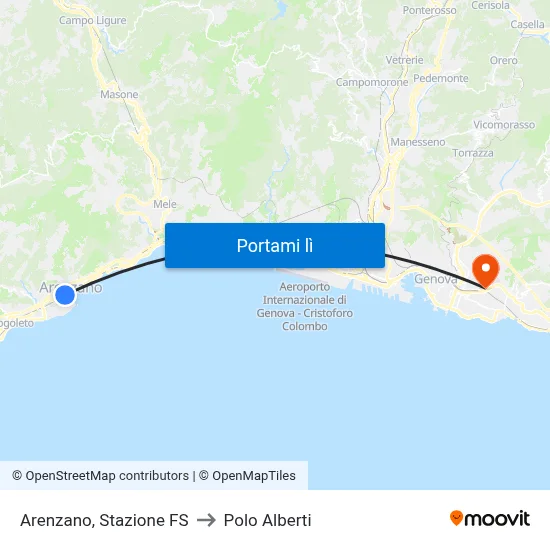 Arenzano, Stazione FS to Polo Alberti map