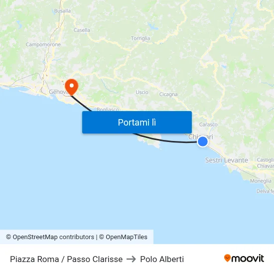 Piazza Roma / Passo Clarisse to Polo Alberti map