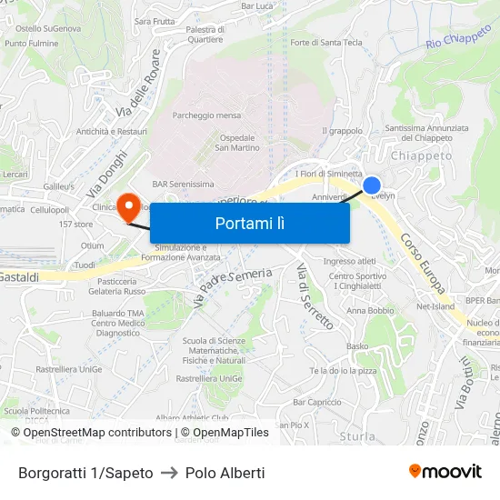 Borgoratti 1/Sapeto to Polo Alberti map