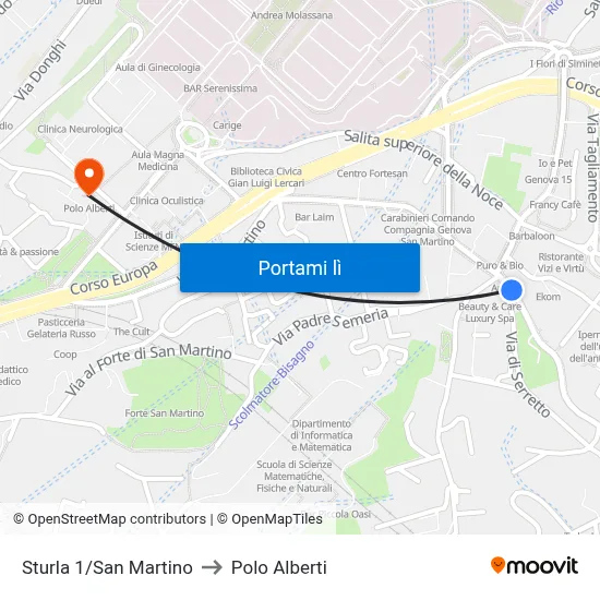 Sturla 1/San Martino to Polo Alberti map