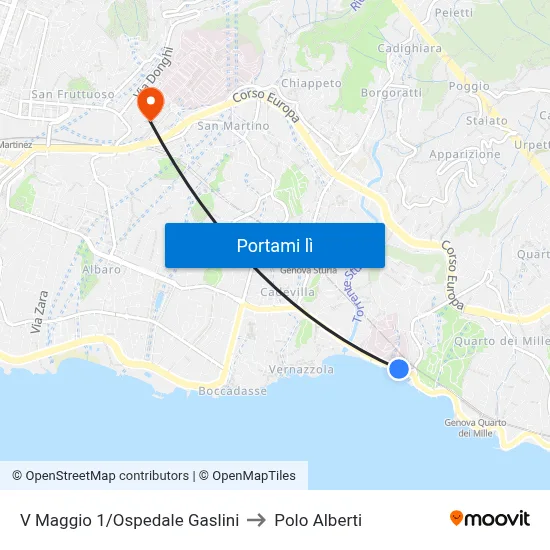 V Maggio 1/Ospedale Gaslini to Polo Alberti map