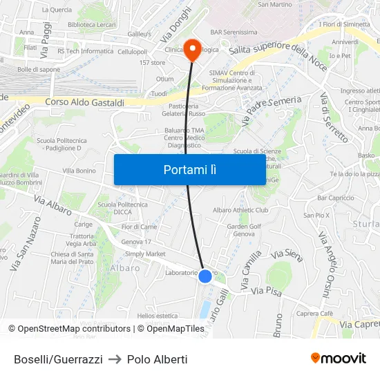 Boselli/Guerrazzi to Polo Alberti map