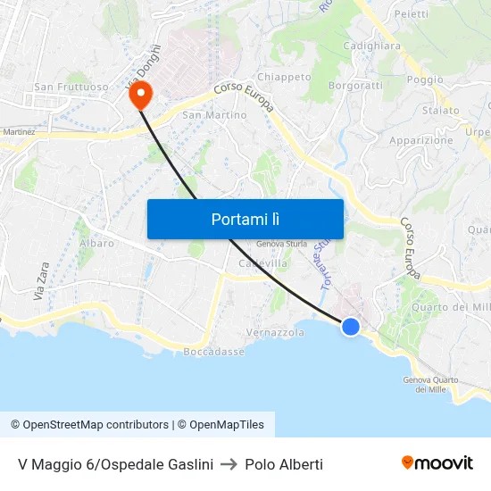 V Maggio 6/Ospedale Gaslini to Polo Alberti map