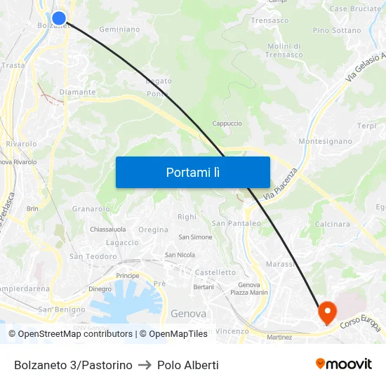 Bolzaneto 3/Pastorino to Polo Alberti map