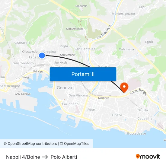 Napoli 4/Boine to Polo Alberti map