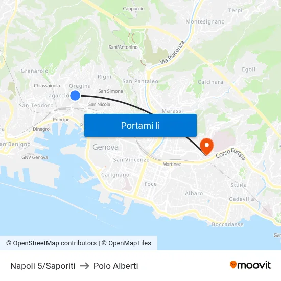 Napoli 5/Saporiti to Polo Alberti map