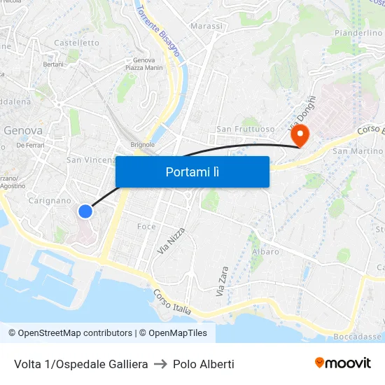 Volta 1/Ospedale Galliera to Polo Alberti map