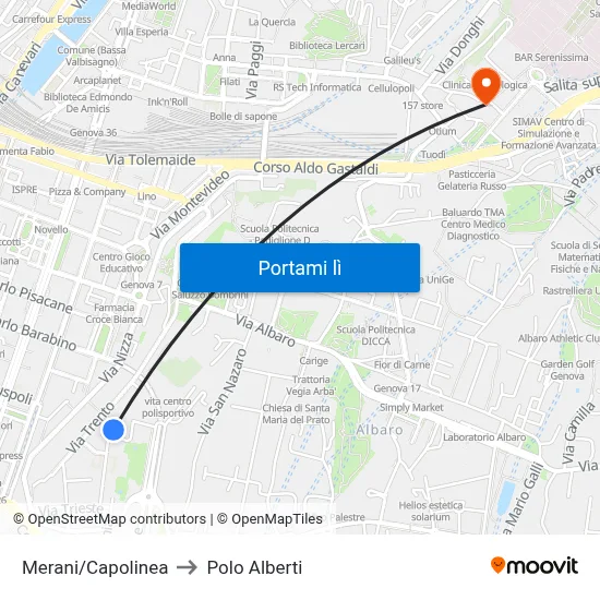 Merani/Capolinea to Polo Alberti map