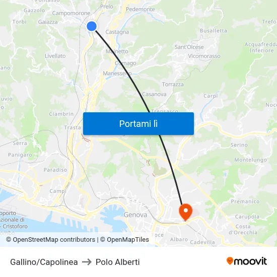 Gallino/Capolinea to Polo Alberti map