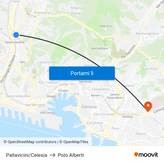Pallavicini/Celesia to Polo Alberti map