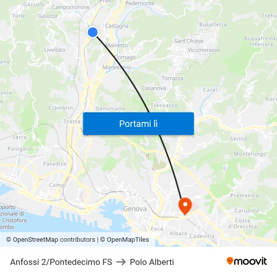Anfossi 2/Pontedecimo FS to Polo Alberti map