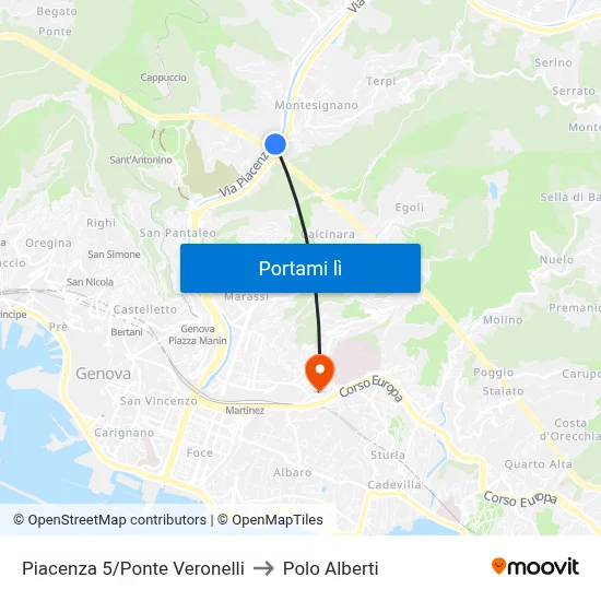Piacenza 5/Ponte Veronelli to Polo Alberti map