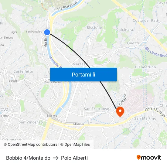 Bobbio 4/Montaldo to Polo Alberti map