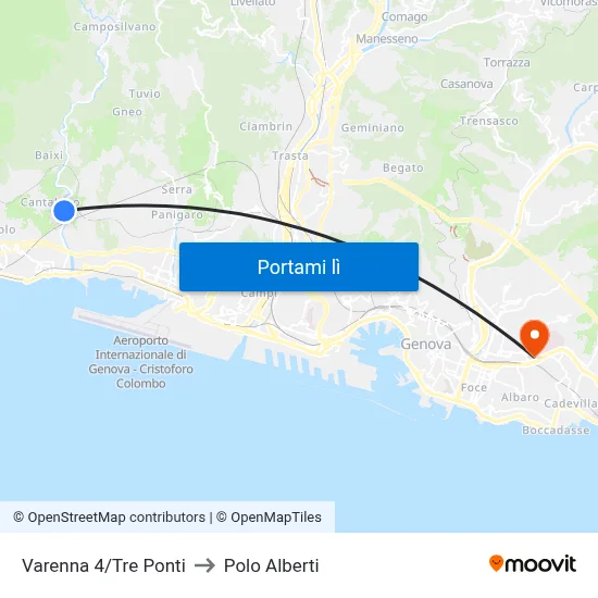 Varenna 4/Tre Ponti to Polo Alberti map