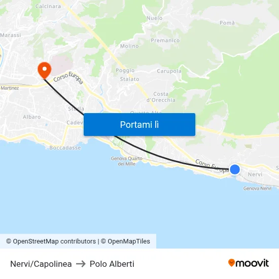 Nervi/Capolinea to Polo Alberti map