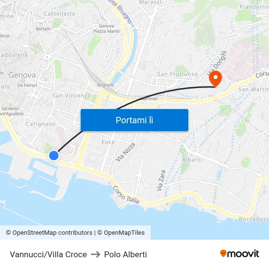 Vannucci/Villa Croce to Polo Alberti map