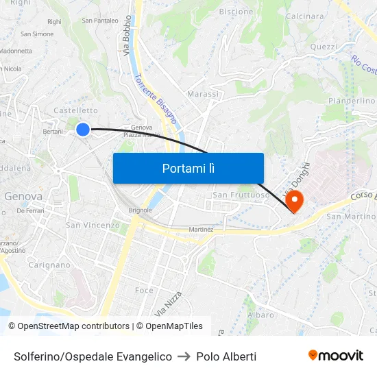 Solferino/Ospedale Evangelico to Polo Alberti map
