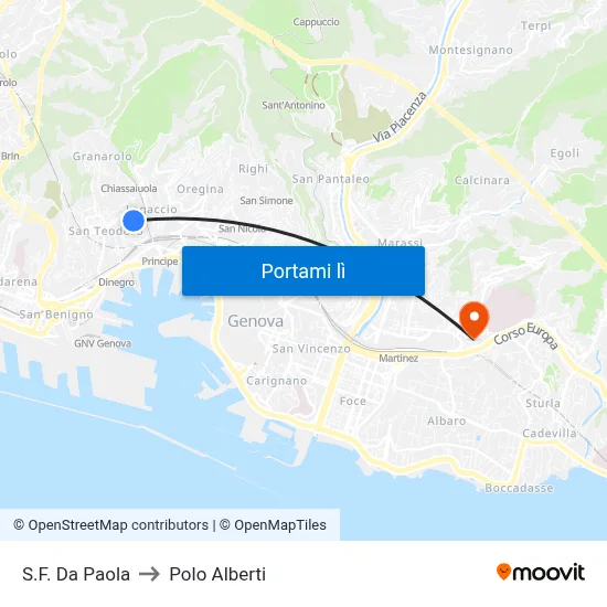 S.F. Da Paola to Polo Alberti map