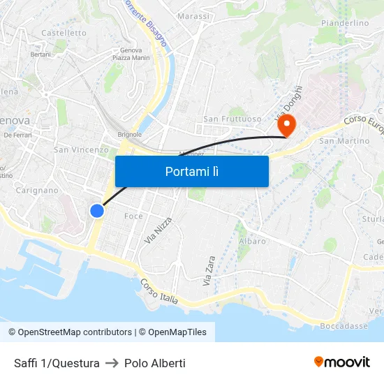 Saffi 1/Questura to Polo Alberti map