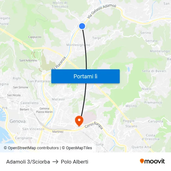 Adamoli 3/Sciorba to Polo Alberti map