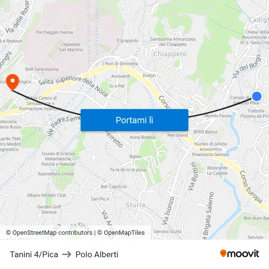 Tanini 4/Pica to Polo Alberti map