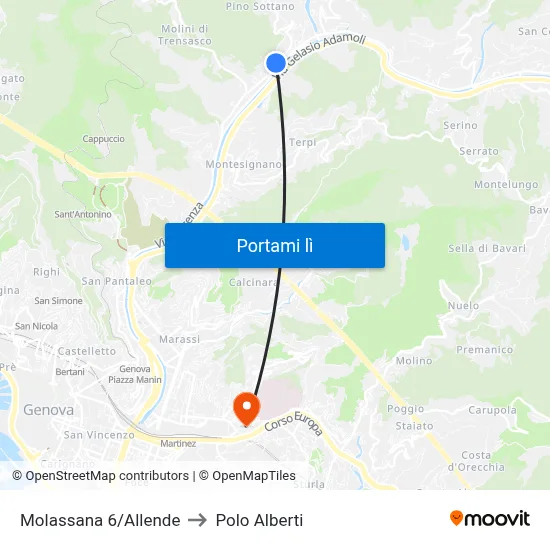 Molassana 6/Allende to Polo Alberti map
