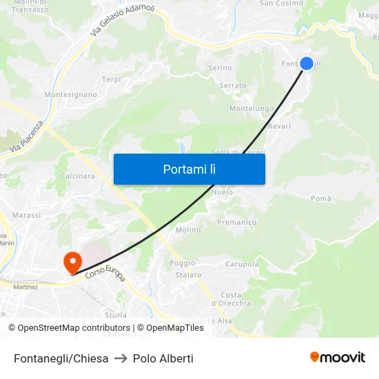 Fontanegli/Chiesa to Polo Alberti map