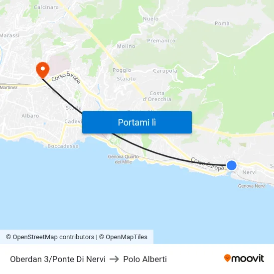 Oberdan 3/Ponte Di Nervi to Polo Alberti map