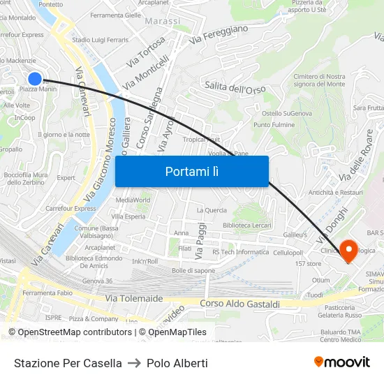 Stazione Per Casella to Polo Alberti map