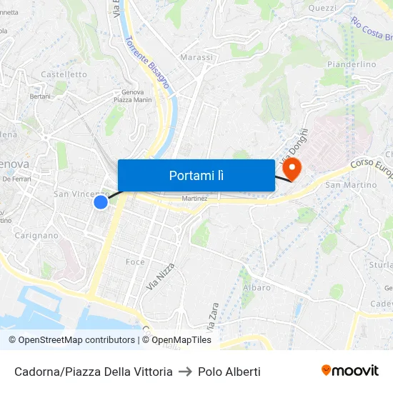 Cadorna/Piazza Della Vittoria to Polo Alberti map