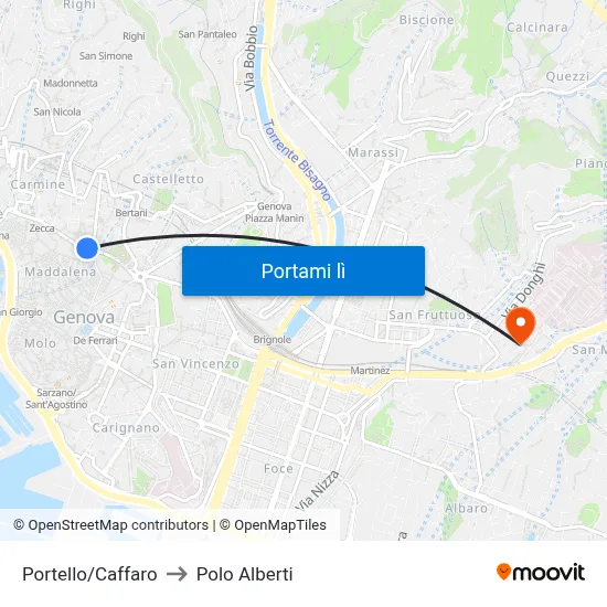 Portello/Caffaro to Polo Alberti map