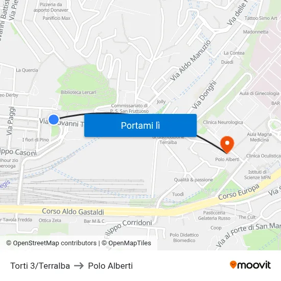 Torti 3/Terralba to Polo Alberti map