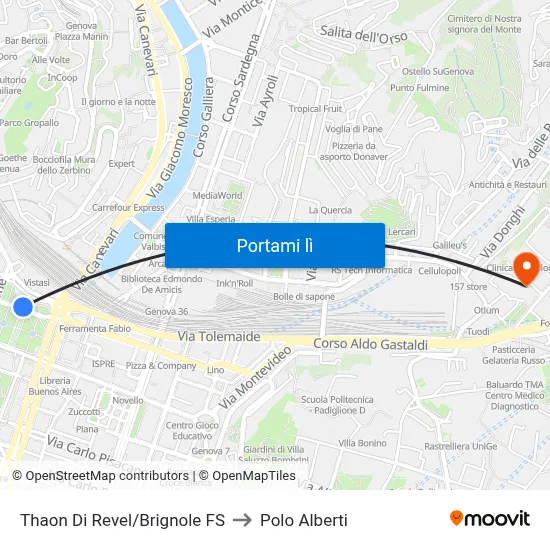 Thaon Di Revel/Brignole FS to Polo Alberti map