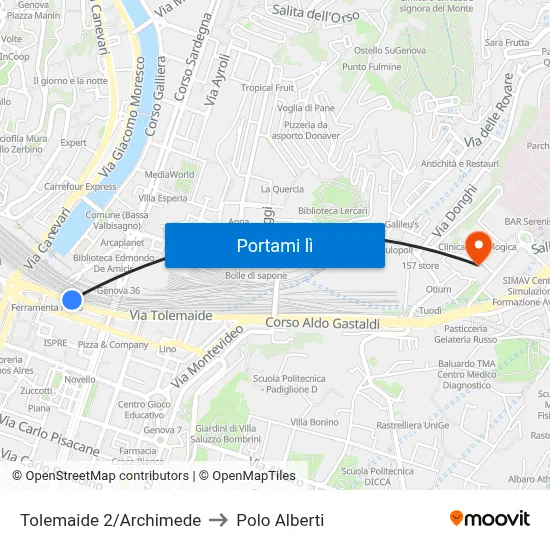 Tolemaide 2/Archimede to Polo Alberti map