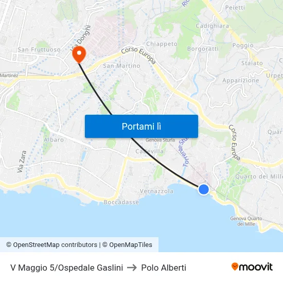 V Maggio 5/Ospedale Gaslini to Polo Alberti map