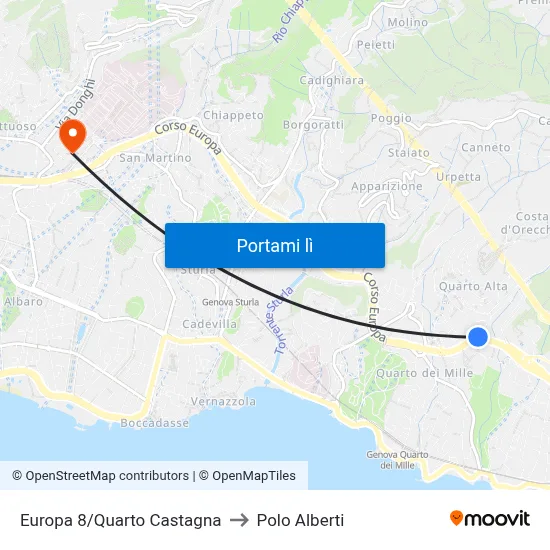 Europa 8/Quarto Castagna to Polo Alberti map