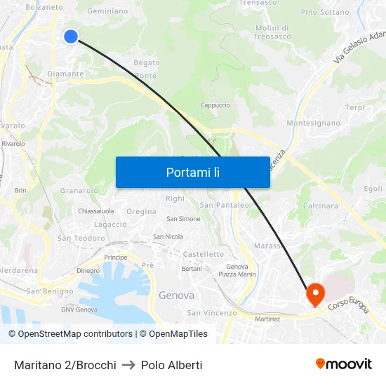 Maritano 2/Brocchi to Polo Alberti map