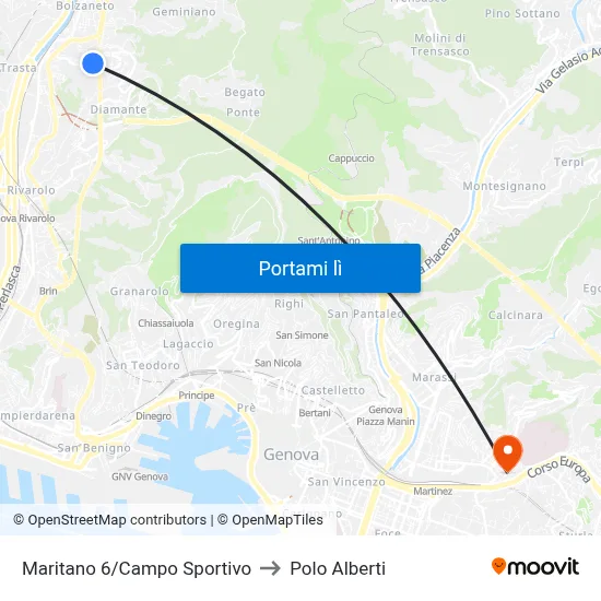 Maritano 6/Campo Sportivo to Polo Alberti map