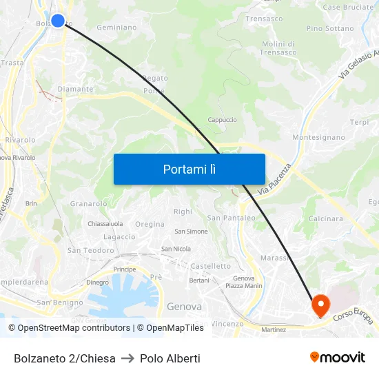 Bolzaneto 2/Chiesa to Polo Alberti map